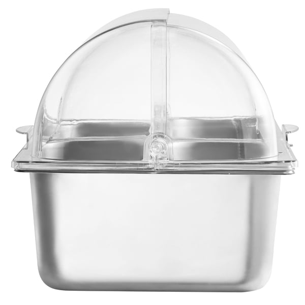 Buffé krydddispenser, 4 fack rostfritt stål, 54,6x36,5x31 cm, transparent lock