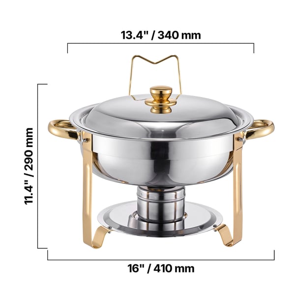 Chafing-astia buffet-setti, 5 qt 4 kpl, kulta, ruostumaton teräs