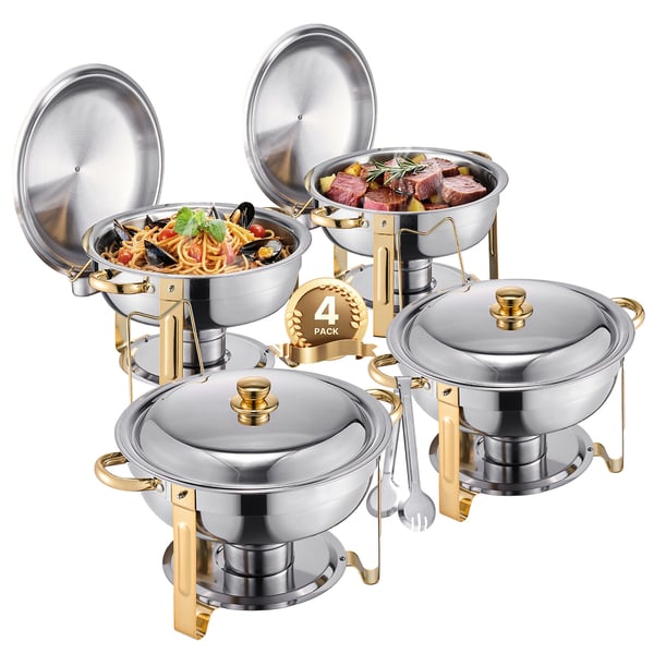 Chafing-astia buffet-setti, 5 qt 4 kpl, kulta, ruostumaton teräs