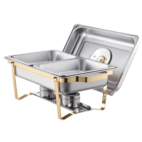 Chafing Dish Bufféset, 4 Qt 2-pack, Rostfritt Stål, Guld