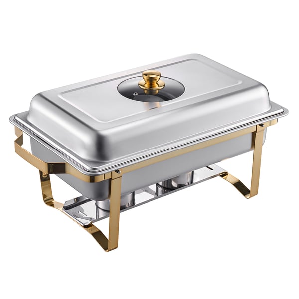 Chafing Dish Bufféset, 4 Qt 2-pack, Rostfritt Stål, Guld