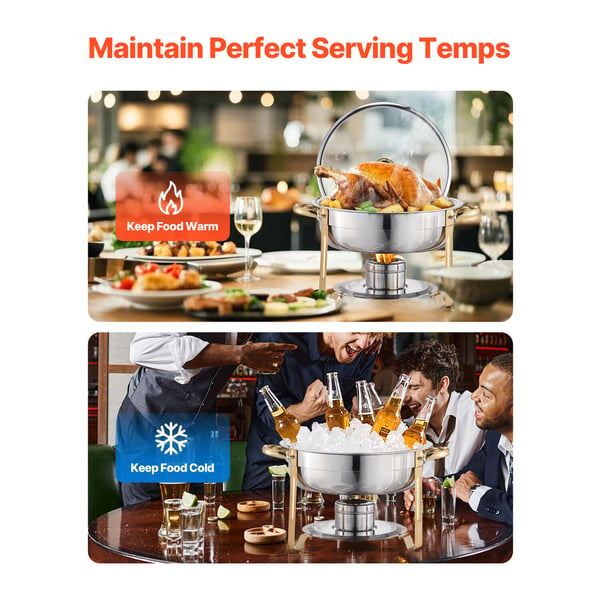 Chafing Dish Buffet Sæt, 5 Qt 4-pak Rustfrit Stål, Guld