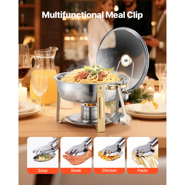 Chafing Dish Buffet Sæt, 5 Qt 4-pak Rustfrit Stål, Guld