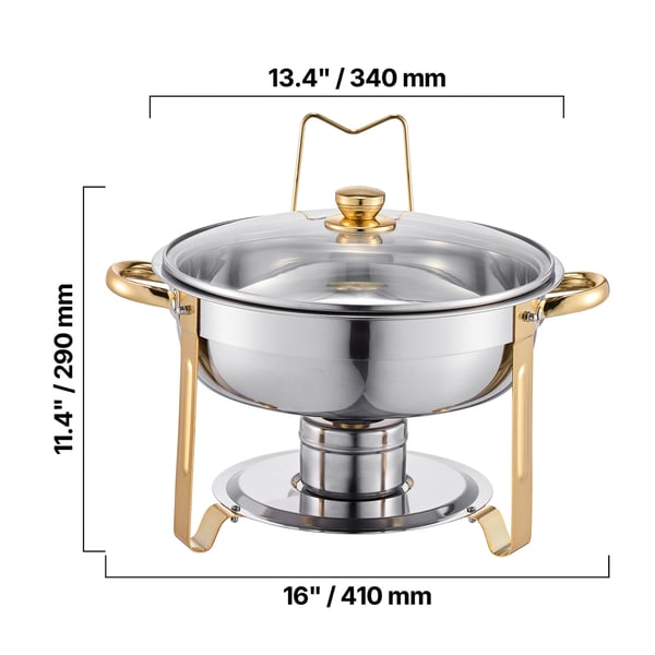 Chafing Dish Buffet Sæt, 5 Qt 4-pak Rustfrit Stål, Guld