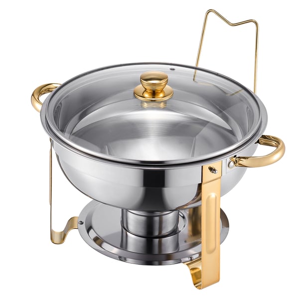 Chafing Dish Buffet Sæt, 5 Qt 4-pak Rustfrit Stål, Guld