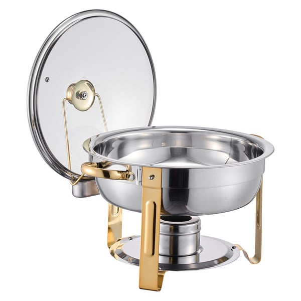 Chafing Dish Buffet Sæt, 5 Qt 4-pak Rustfrit Stål, Guld