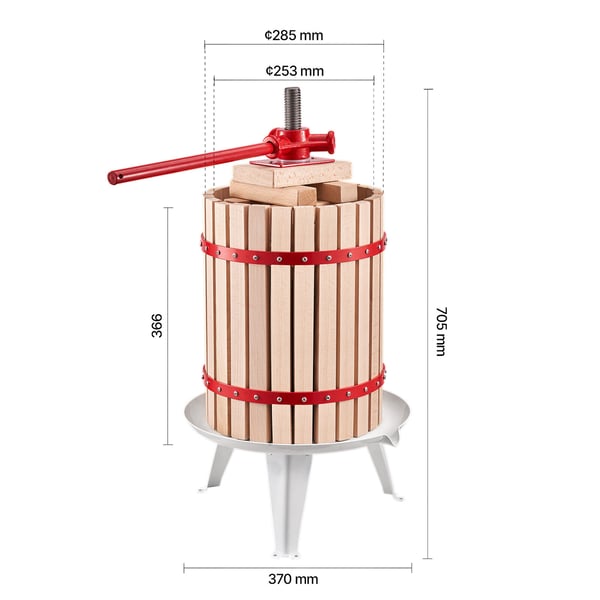 Frukt- och vinpress, 18L, 37x70.5 cm, Vit, Bokträ