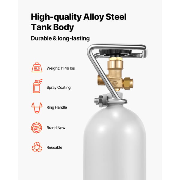 CO2-tank, 115x115x445 mm, grå, legeret stål