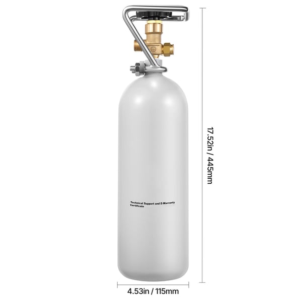 CO2-tank, 115x115x445 mm, grå, legeret stål