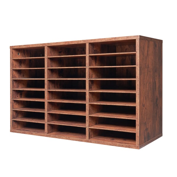 Litteraturorganisator, 24 rum, 80x29,7x49 cm, brun, opbevaring i spånplade
