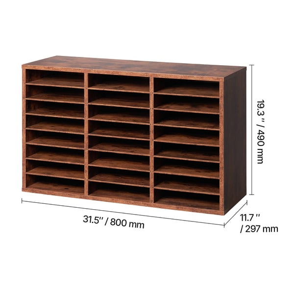 Litteraturorganisator, 24 rum, 80x29,7x49 cm, brun, opbevaring i spånplade