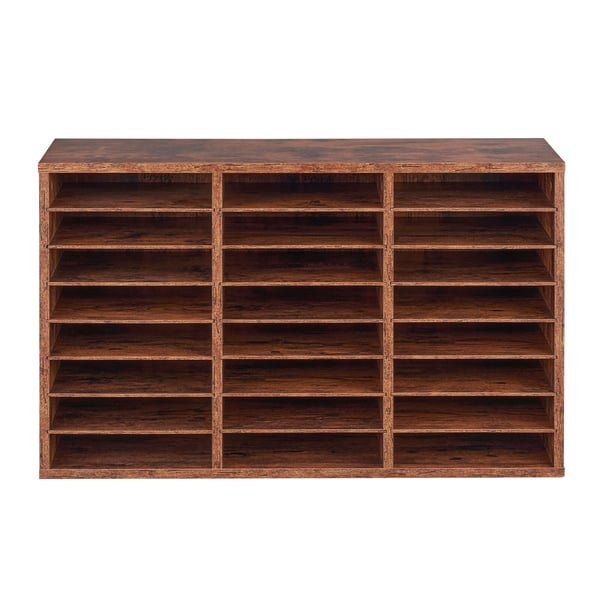 Litteraturorganisator, 24 rum, 80x29,7x49 cm, brun, opbevaring i spånplade