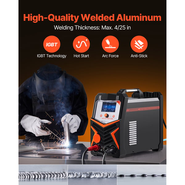 TIG-svets 430x210x360 mm, stor LED-display, aluminium svetsmaskin