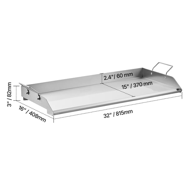 Stekhäll, Rostfritt Stål Flat Top 81x41 cm, Silver, Portabel Köksutrustning