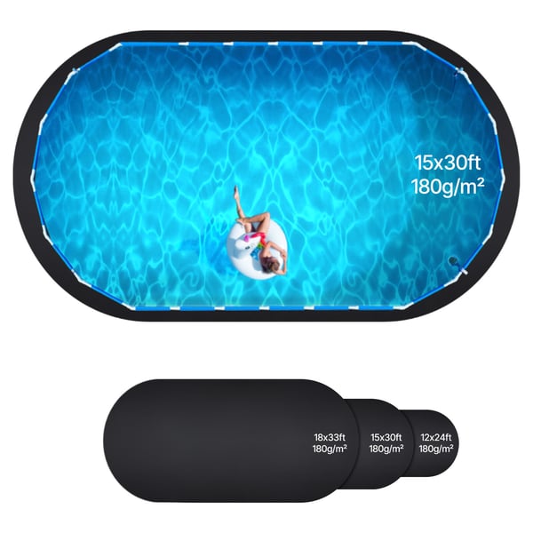 Pool Liner Underlag, Oval, 457x914 cm, Sort, Geotekstil Materiale