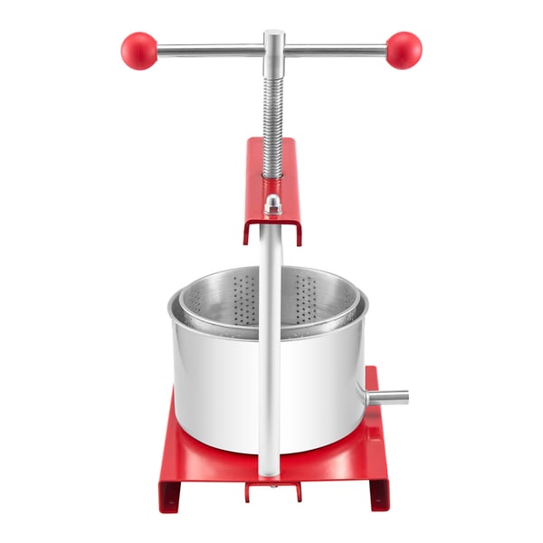 Frukt- och vinpress, 3L manuell juicepress, 26x20,5x35,5 cm, röd, rostfritt stål