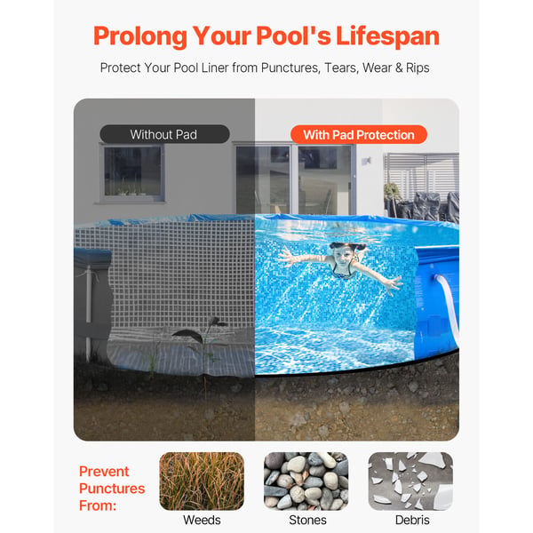 Poolforingsunderlag, 549 cm rund, sort, geotekstilmateriale