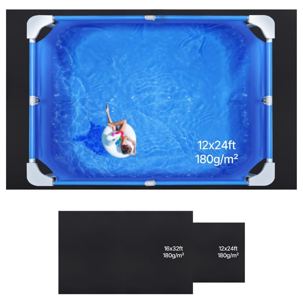 Poollinerunderlägg, 366x732 cm, Svart, Geotextilmaterial