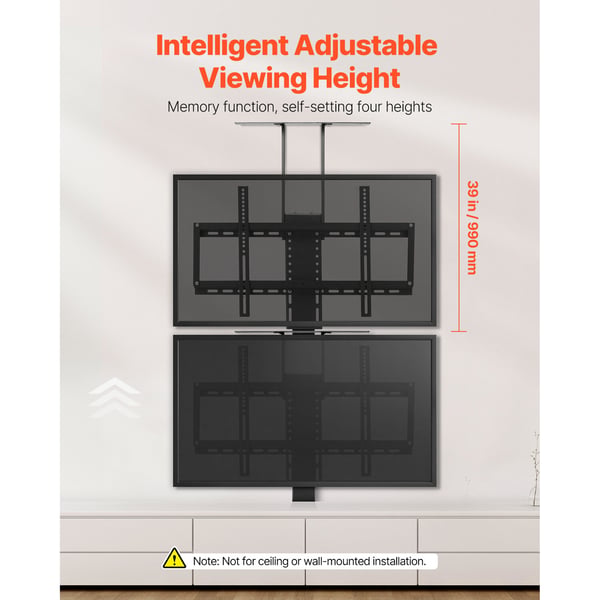 Motoriseret TV-liftstativ, 72,5x17,5x75,5-204 cm, stål