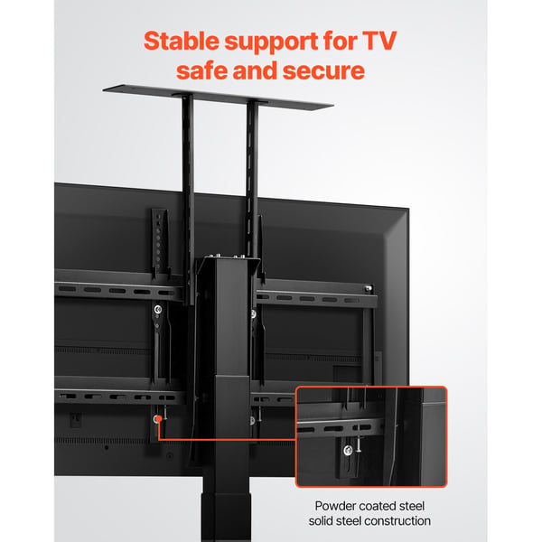 Motoriseret TV-liftstativ, 72,5x17,5x75,5-204 cm, stål