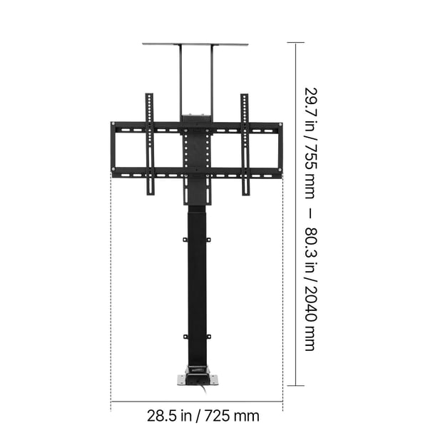 Motoriseret TV-liftstativ, 72,5x17,5x75,5-204 cm, stål