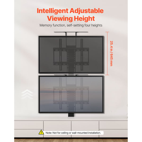 Motoriseret TV-liftstativ, 48,5x17,5x60-153,5 cm, Justerbar, Stål