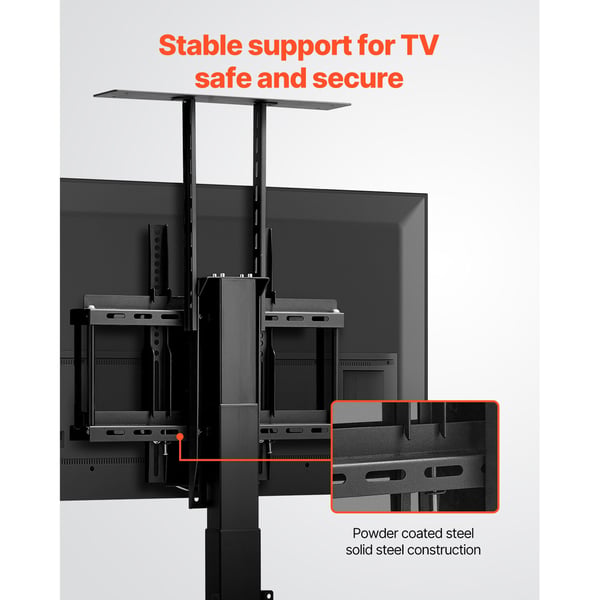 Motoriseret TV-liftstativ, 48,5x17,5x60-153,5 cm, Justerbar, Stål