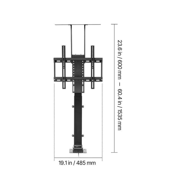 Motoriseret TV-liftstativ, 48,5x17,5x60-153,5 cm, Justerbar, Stål