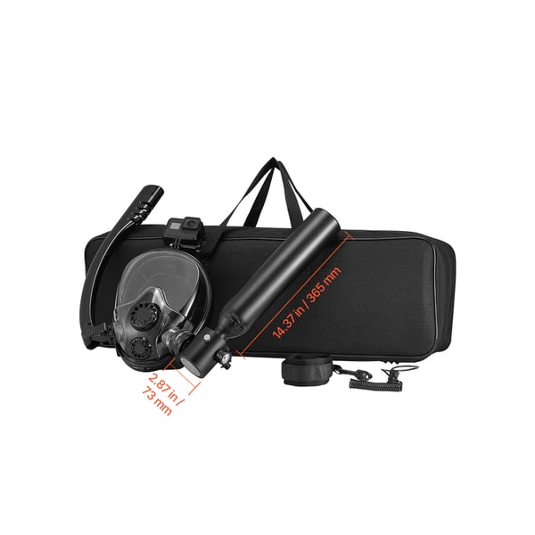 Scuba Tank, 0,5L bærbar dykkeriltcylinder, 7,3x36,5 cm, sort, aluminium