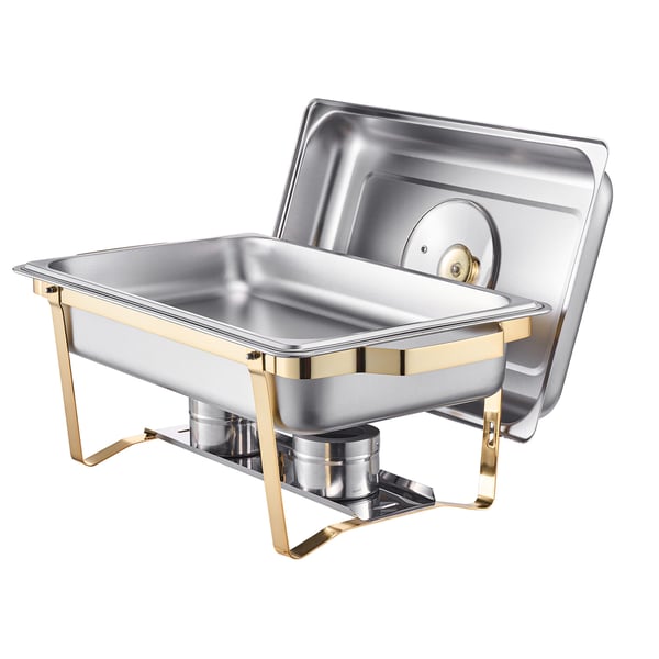 Chafing Dish Buffet Sæt, 4 stk 8 Qt, Rustfrit Stål, Guld, Catering Varmer