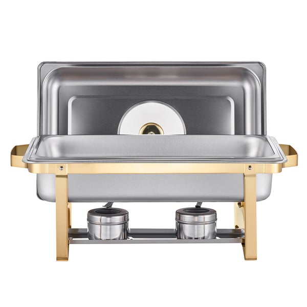 Chafing Dish Buffet Sæt, 4 stk 8 Qt, Rustfrit Stål, Guld, Catering Varmer