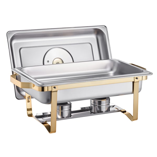 Chafing Dish Buffet Sæt, 4 stk 8 Qt, Rustfrit Stål, Guld, Catering Varmer