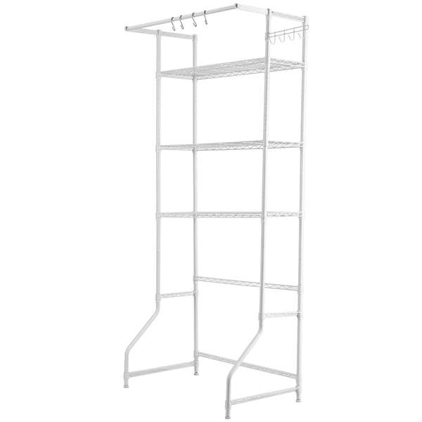 Vaskerumsopbevaringsreol, 86x30x196,5 cm, Hvid, Metal