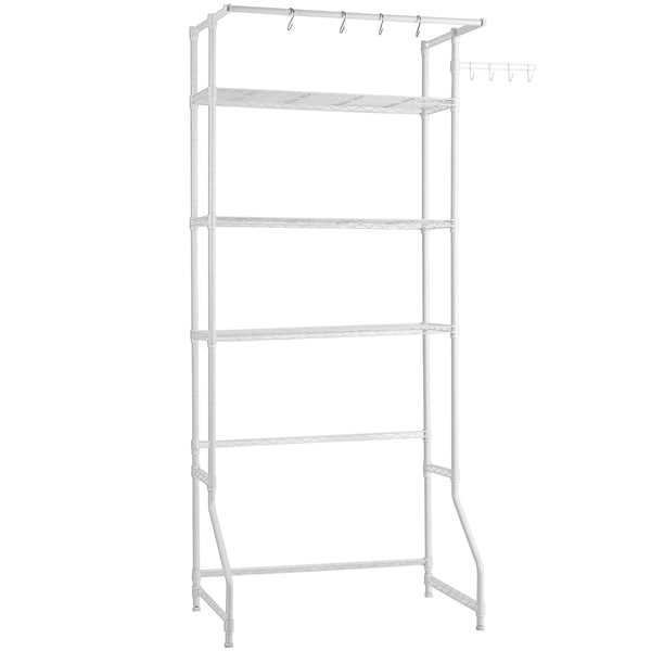 Vaskerumsopbevaringsreol, 86x30x196,5 cm, Hvid, Metal