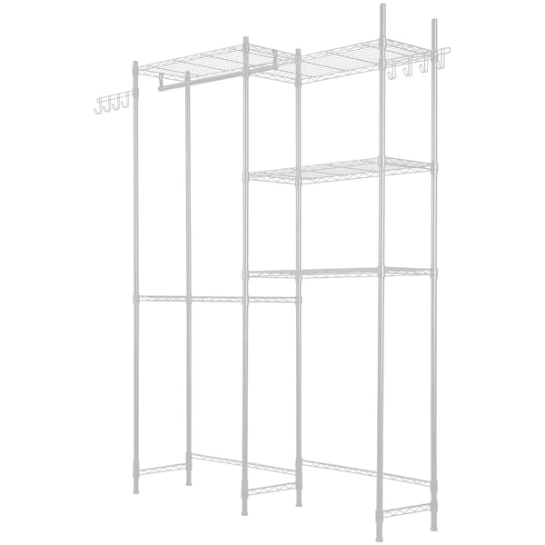 Vaskerumsopbevaringsreol, 147x34x196,5 cm, Hvid, Metal