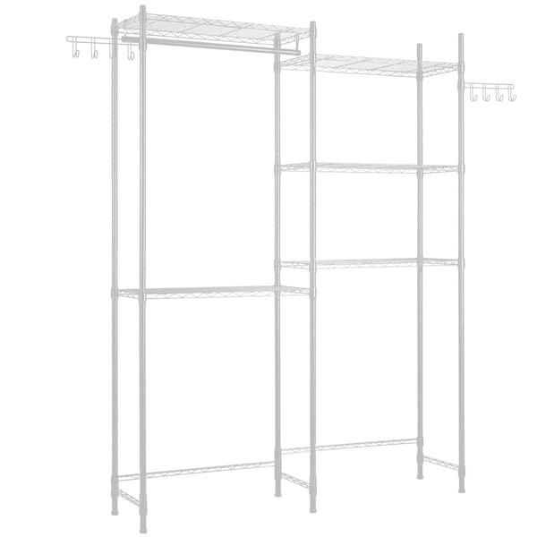 Vaskerumsopbevaringsreol, 147x34x196,5 cm, Hvid, Metal