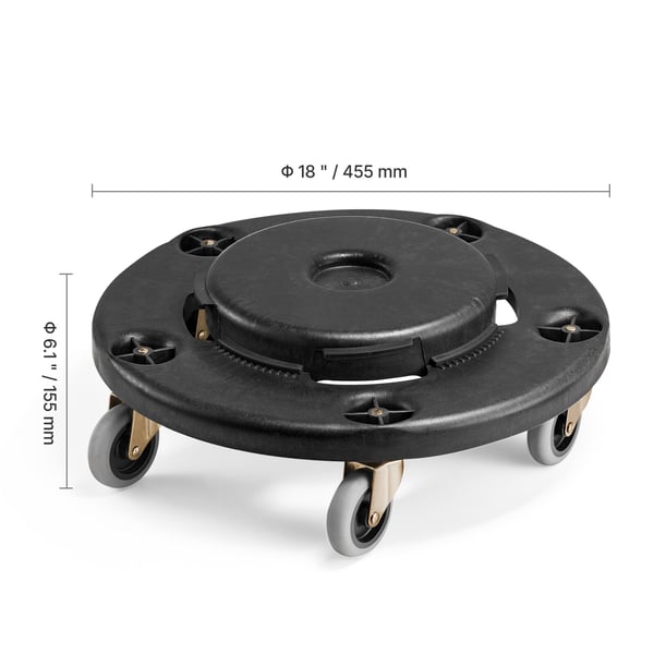 Soptunne-vagn, 45,5x15,5 cm, Svart, Extra robust