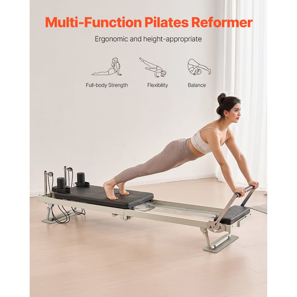 Pilates Reformer, 252x62x77 cm, Sammenklappelig