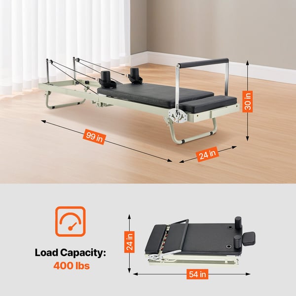 Pilates Reformer, 252x62x77 cm, Sammenklappelig