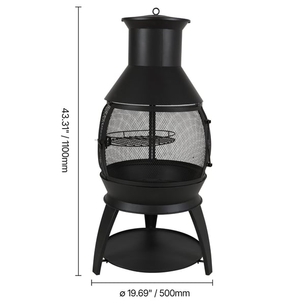 Chiminea, 50x110 cm, Sort, Jern