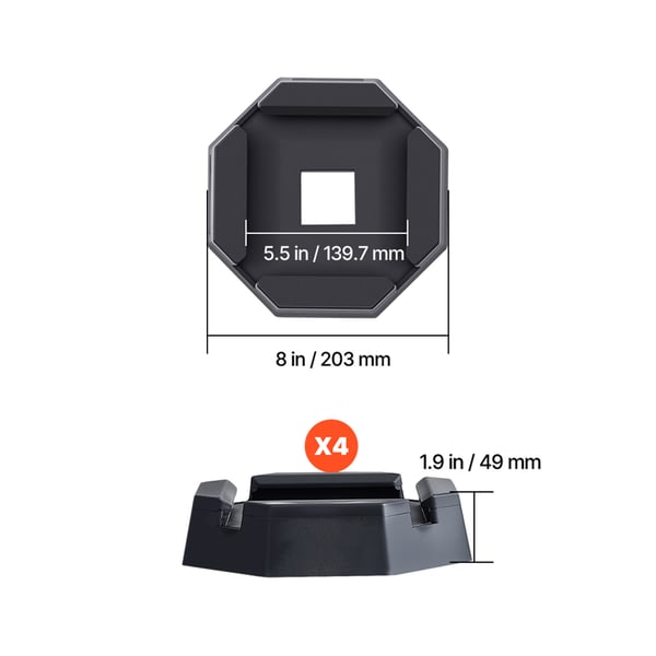 RV nivelleringspuder, 20,3x20,3x4,9 cm, gummi, skridsikker overflade