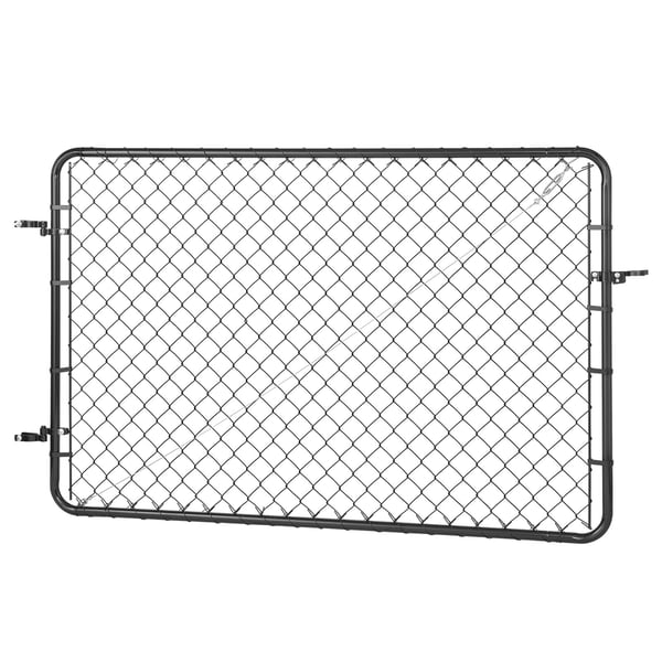 Grindport för kedjelänkstängsel, 183x122 cm, Svart, Justerbar, Metall