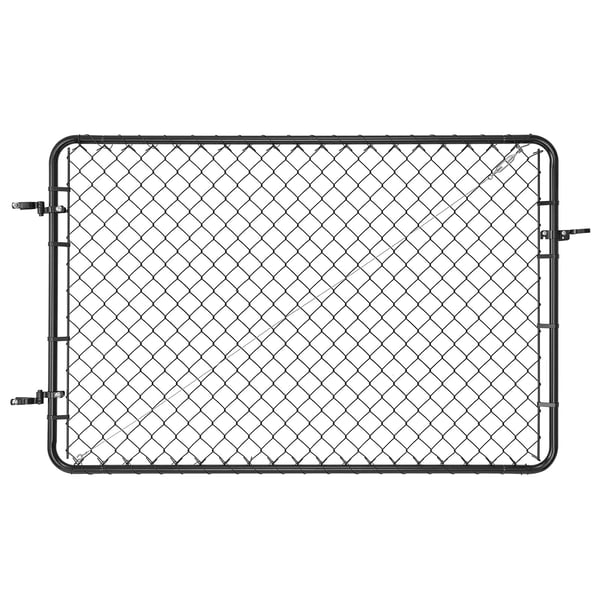 Grindport för kedjelänkstängsel, 183x122 cm, Svart, Justerbar, Metall