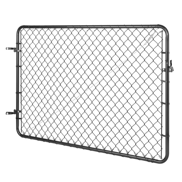 Grindport för kedjelänkstängsel, 183x122 cm, Svart, Justerbar, Metall
