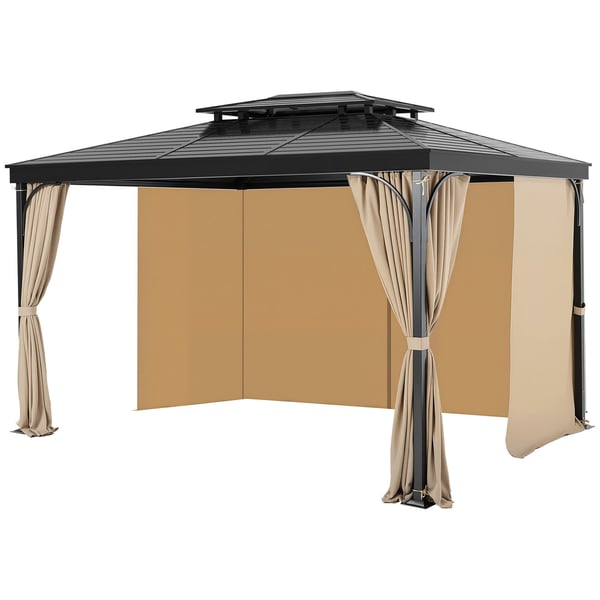 Paviljongin verhot, 284x284x204 cm, khaki, polyesteri, ilman paviljonkia