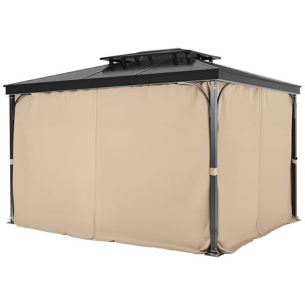 Paviljongin verhot, 284x284x204 cm, khaki, polyesteri, ilman paviljonkia