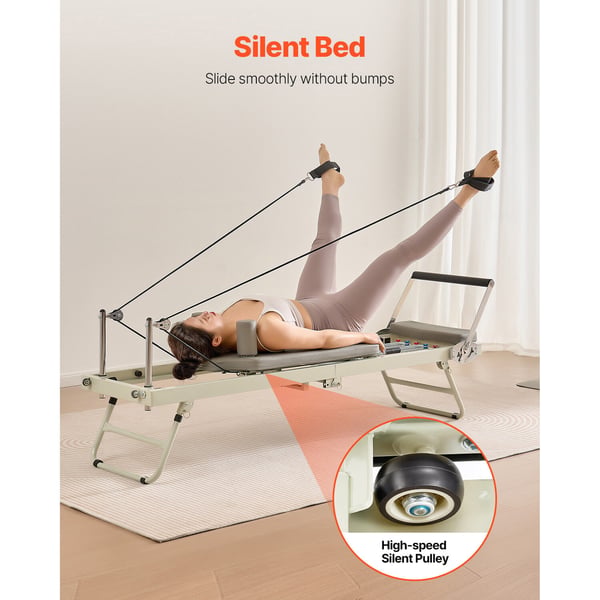 Pilates Reformer, 208x56x72,5 cm, taitettava kuntoilulaite