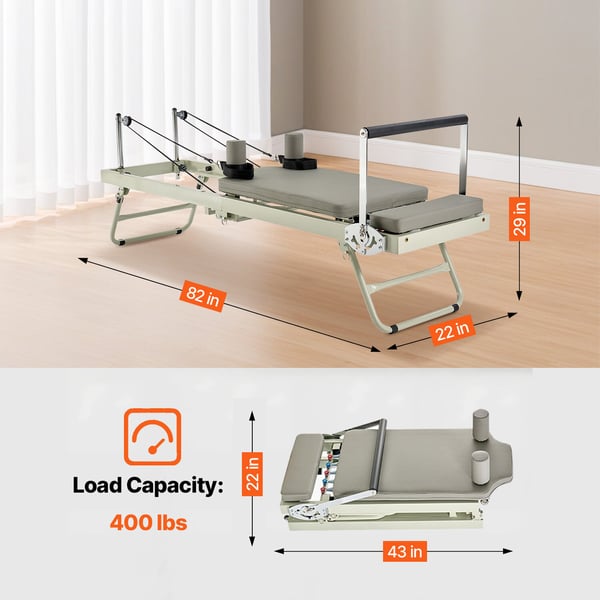 Pilates Reformer, 208x56x72,5 cm, taitettava kuntoilulaite