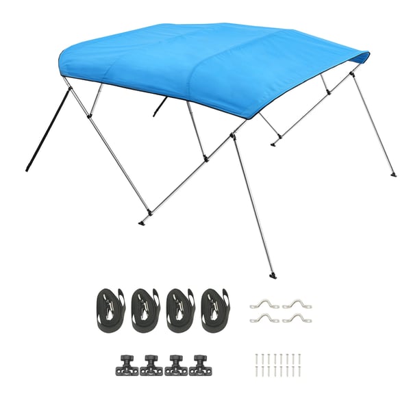 Veneen bimini-katos, 4 kaarta 96x79-84x54 cm, Pacific Blue, polyesteri
