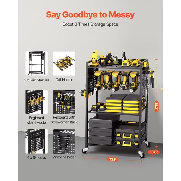 Työkalujen järjestelyvaunu, 56x35x97 cm, musta, teräksinen säilytys